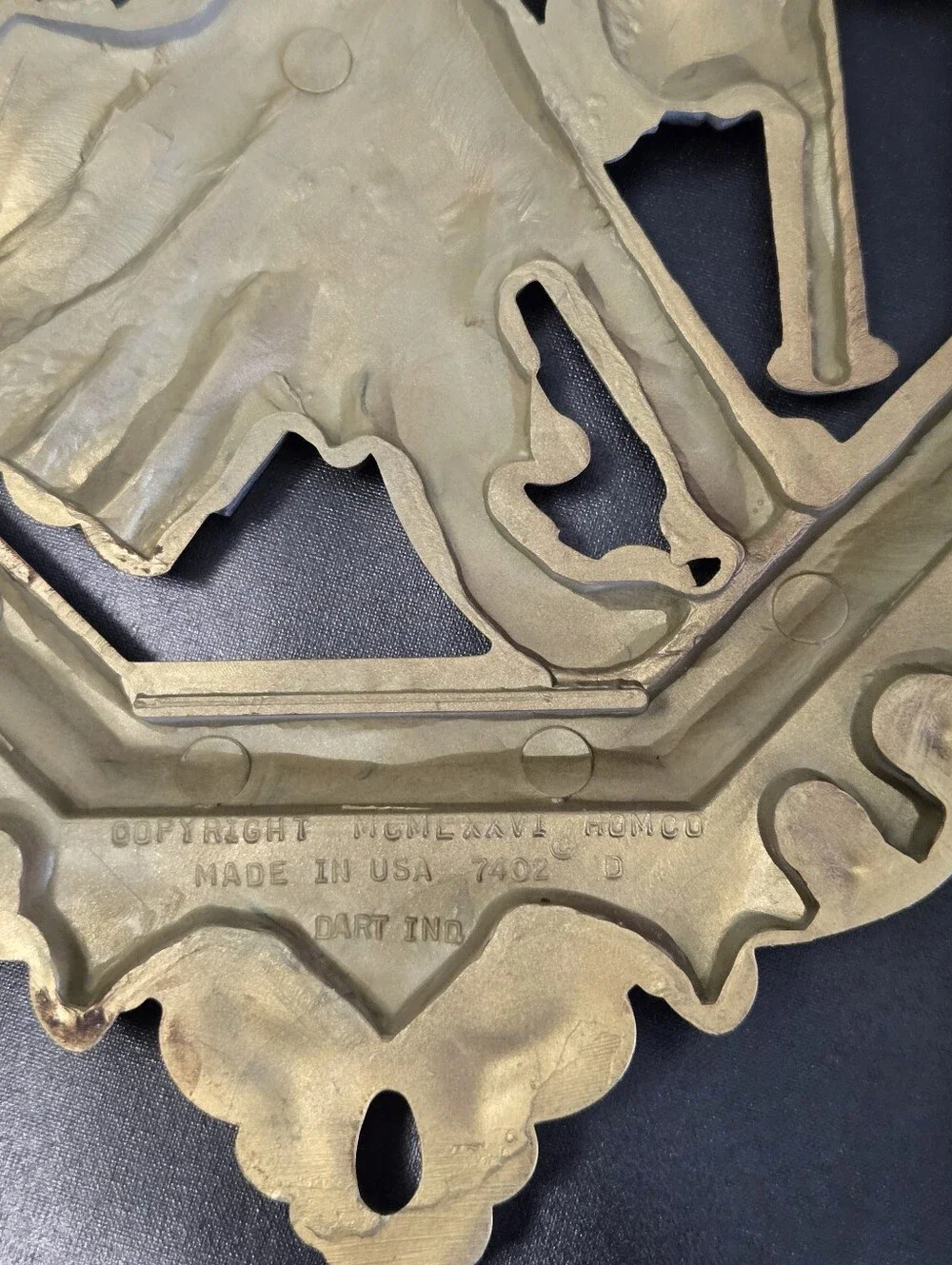Homco Wall Hangings Musical Instruments #7402 Antique Gold Plastic Set of 4